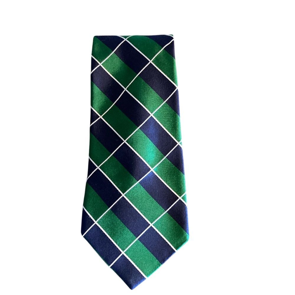 Lauren Ralph Lauren‎ Mens Silk Tie Navy Green White Preppy Career